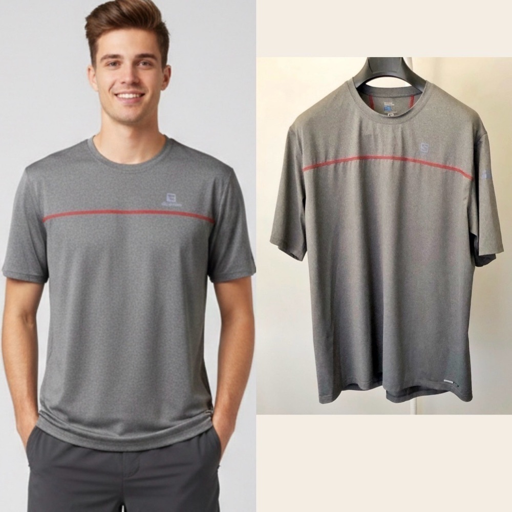 SALOMON Grey Sports Wear Short Sleeves  Men’s T Shirt Size XXL.
